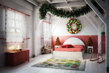 creating the perfect guest suite for holiday visitors bedroom with garland and wreath decoration custom built michigan