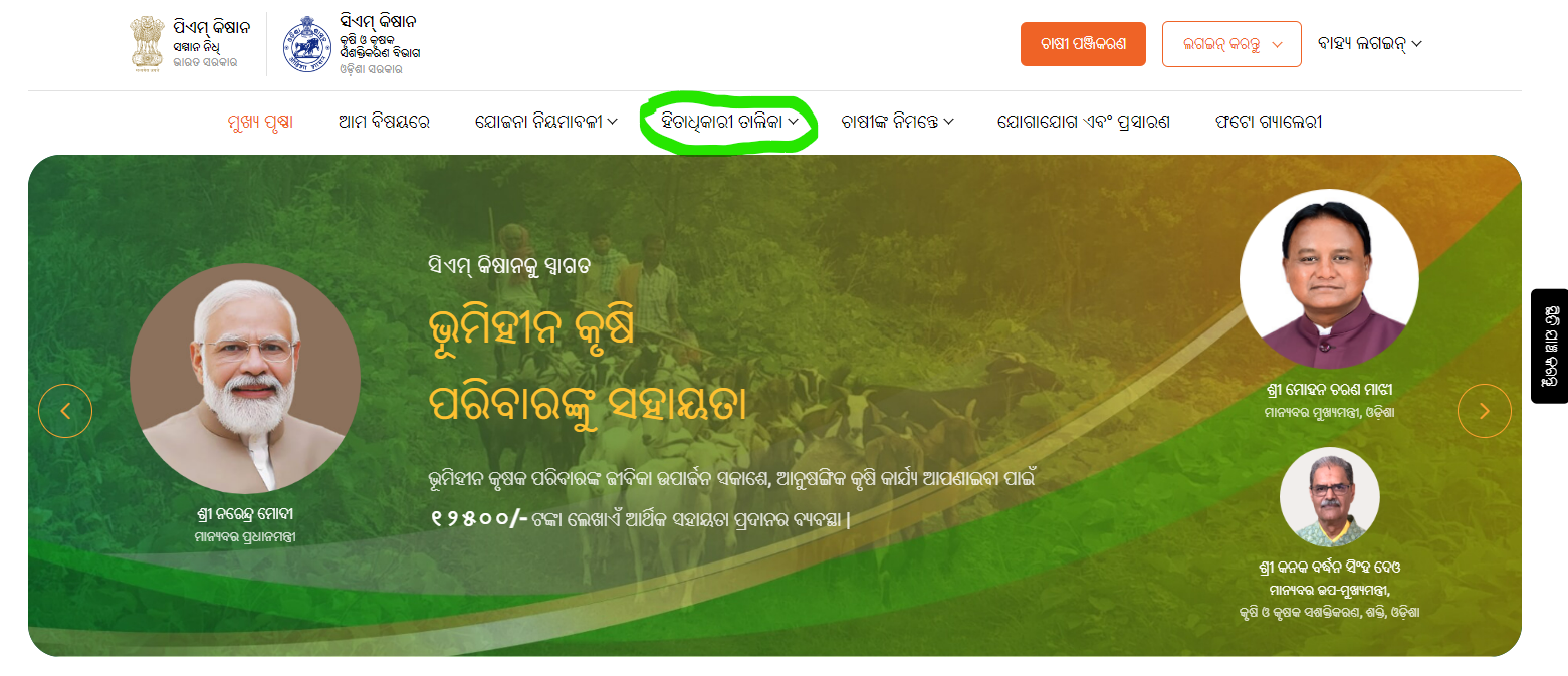 CM Kisan Yojana Odisha Beneficiary List