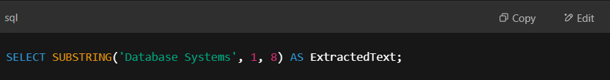 Example of SUBSTRING() function.