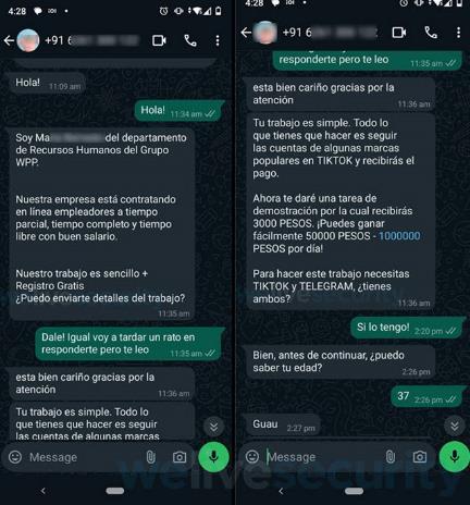 Whatsapp-estafas-ofertas-trabajo-scams-tiktok