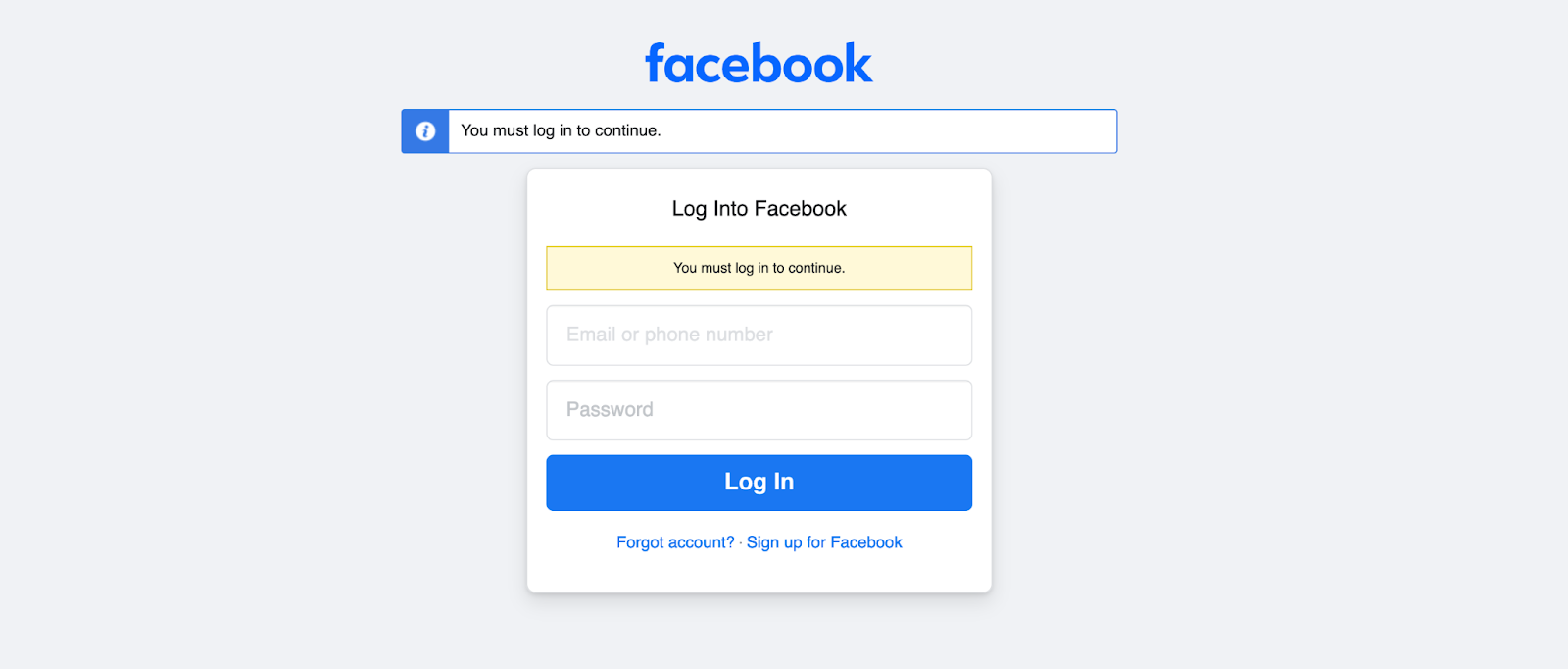 Screenshot of Facebook on the dark web