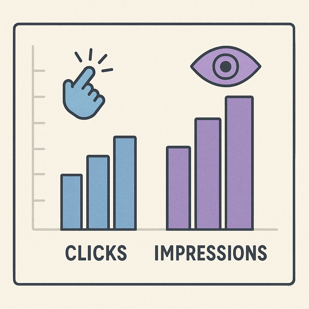 Illustration Comparing Clicks and Impressions in a Chart