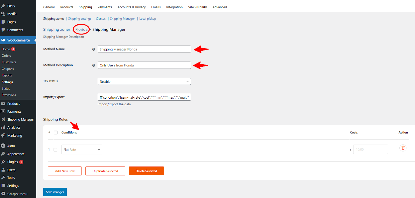 Providing shipping method info in shipping manager