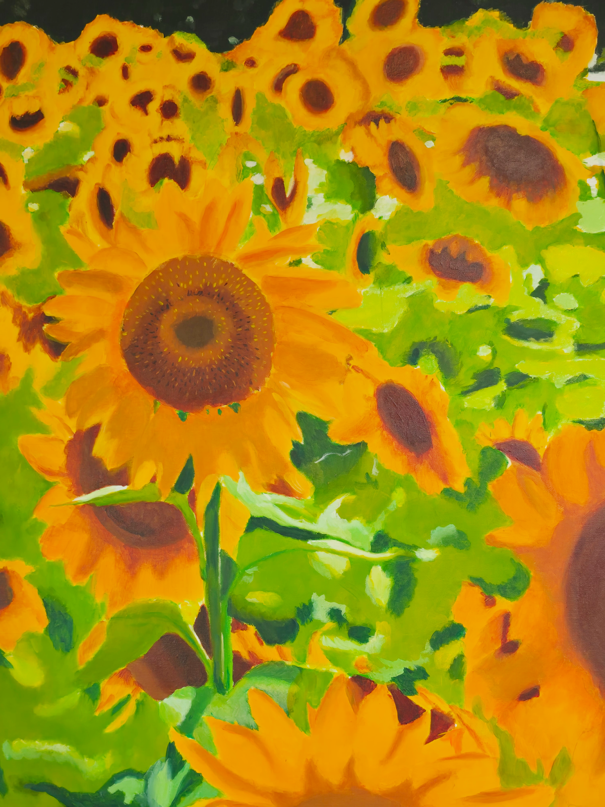 student painted sunflowers