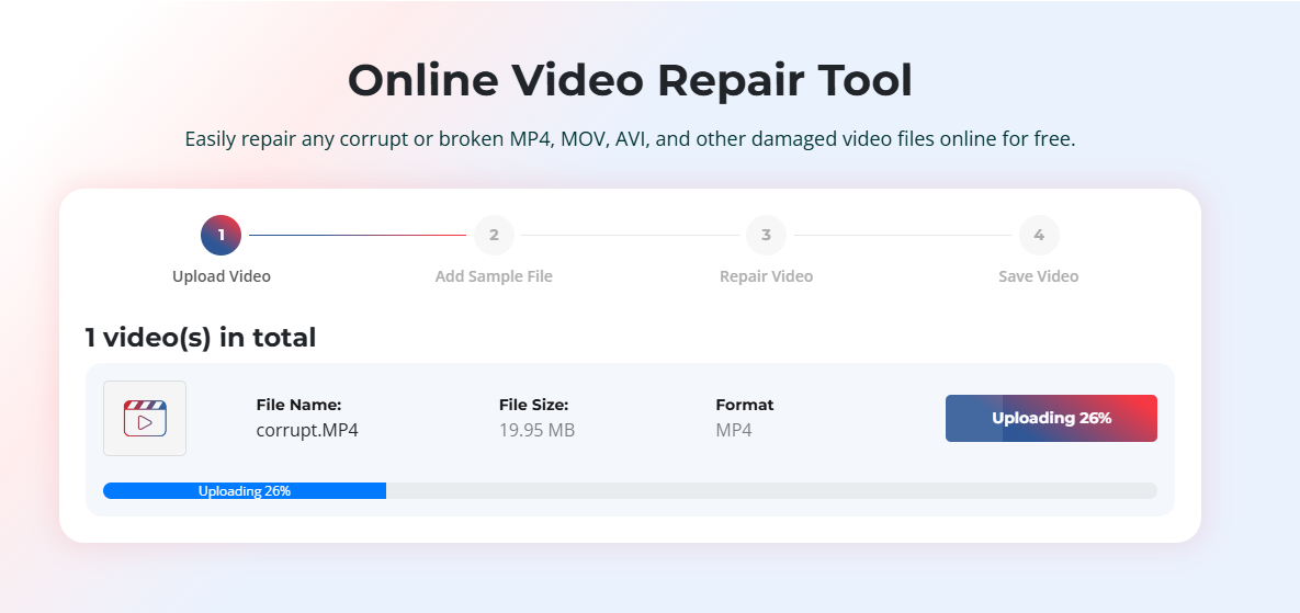 Online Video Repair tool step 1 