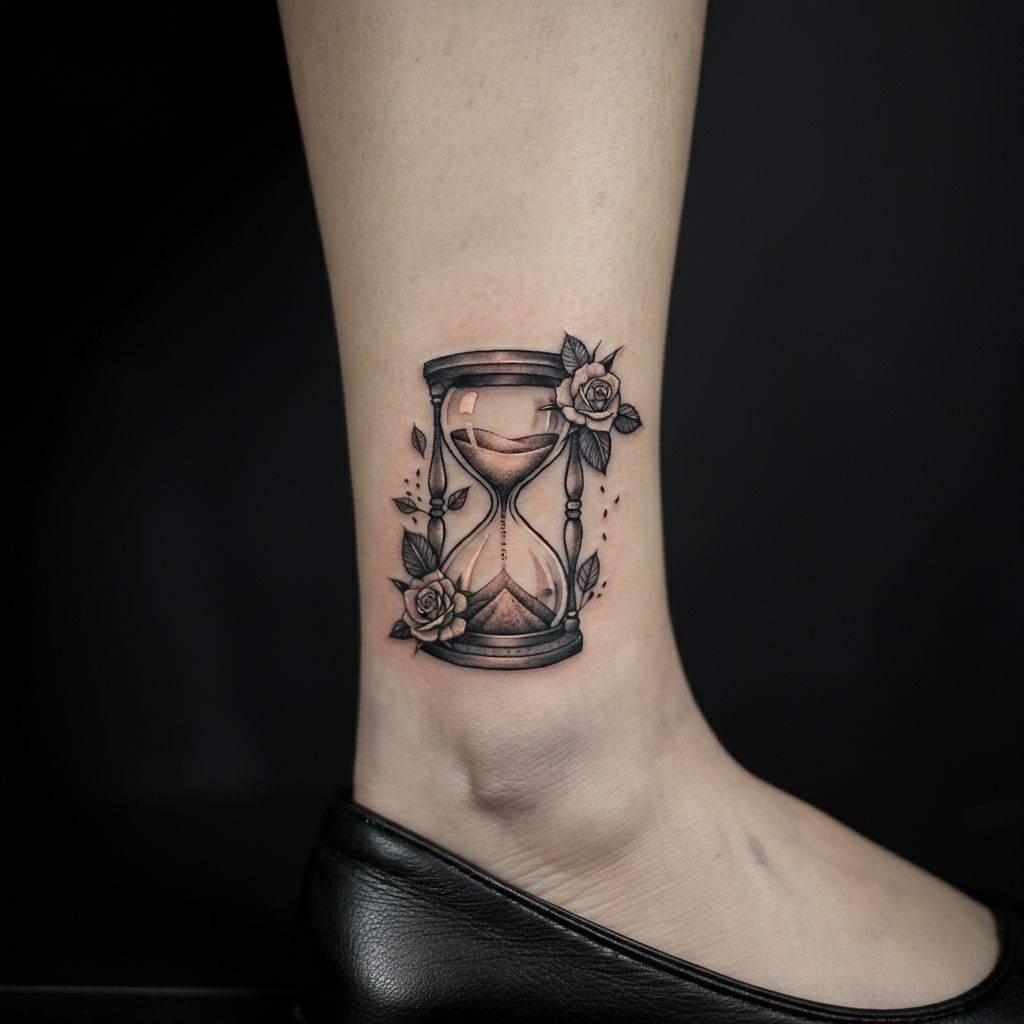 Hourglass with Roses
