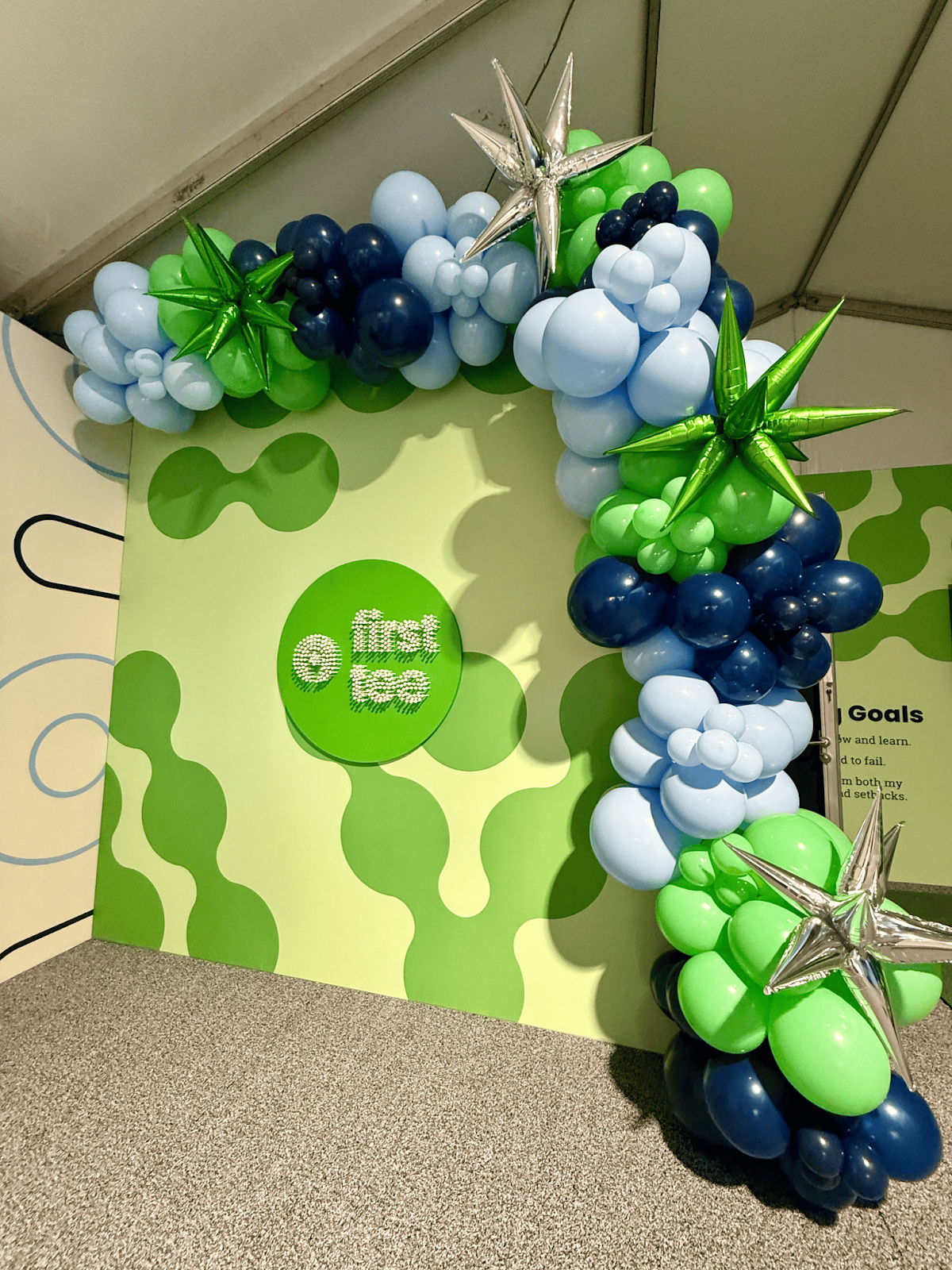 Green Balloon Half Arch with Starburst in Pittsburgh by Party on Butler for Corporate Event
