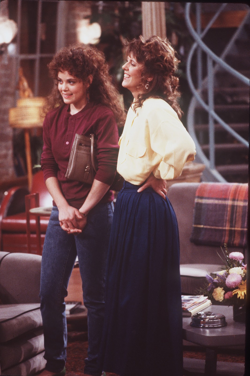 Rebecca Schaeffer and the actress on the set of "My Sister Sam," 1986 | Source: Getty Images