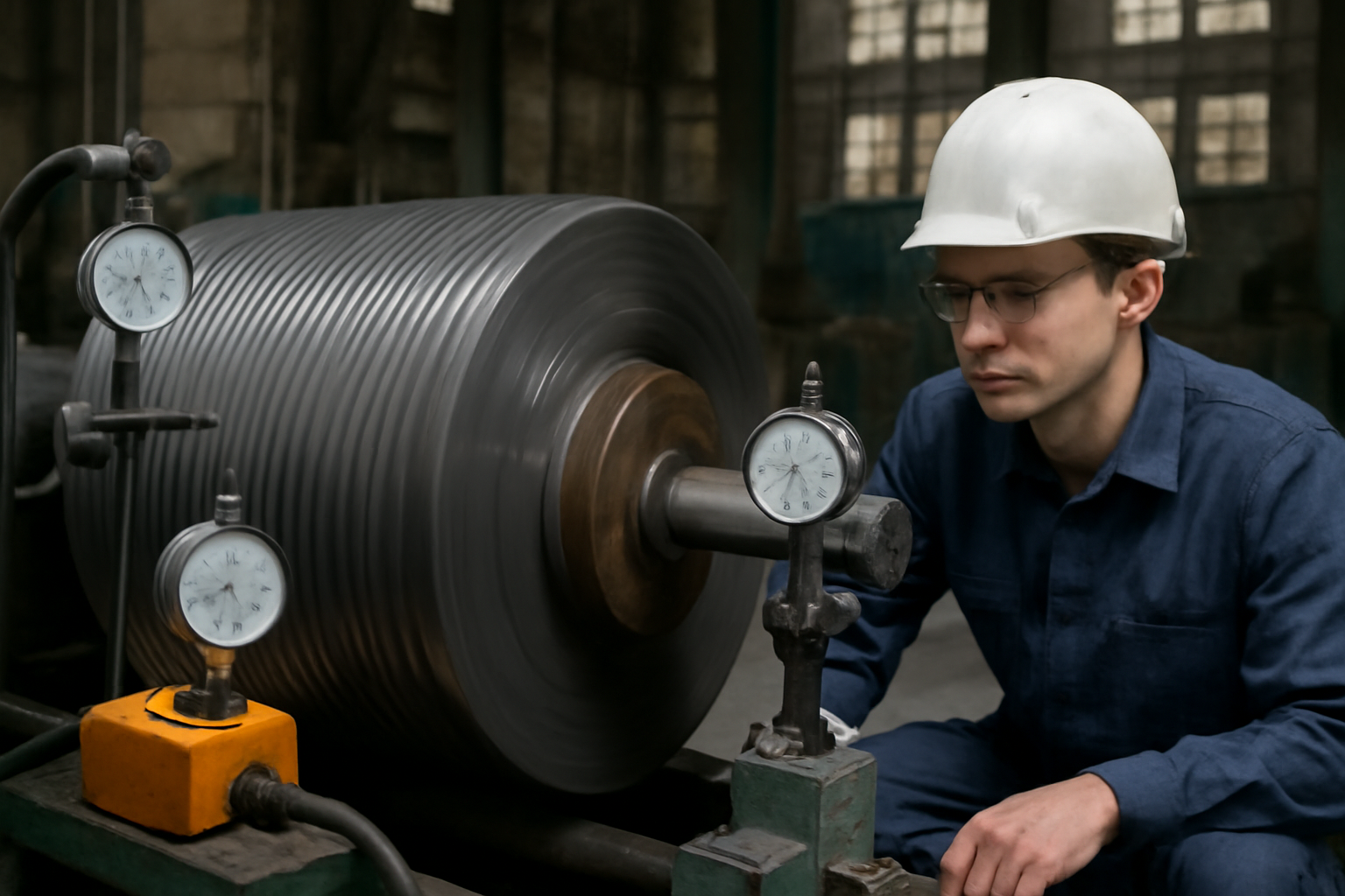 Quality Testing & Balancing Stage in Manufacturing of Sugar Mill Lotus Rollers 
