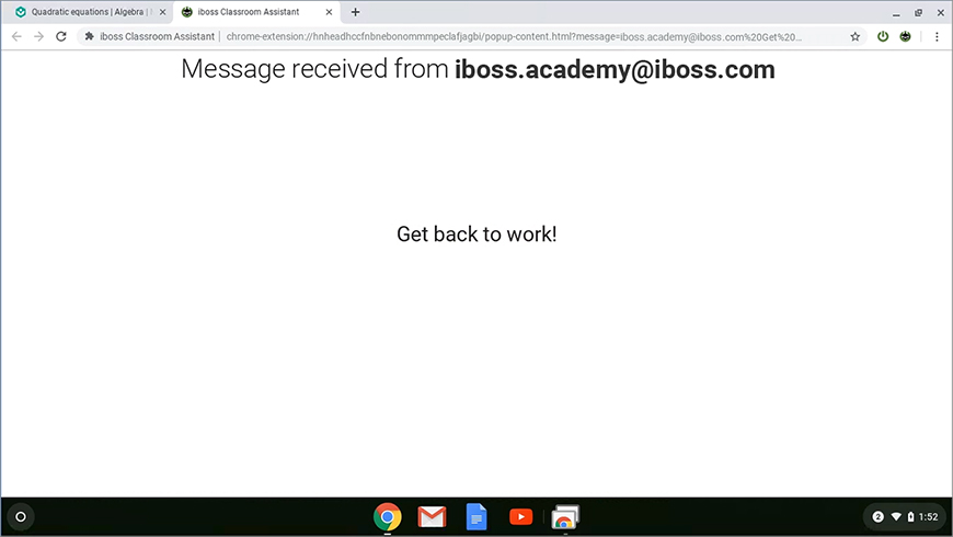 Sending a message to a student when closing a tab