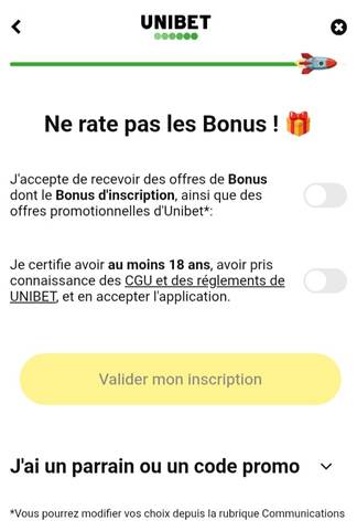 Unibet Validez votre formulaire et soumettez le