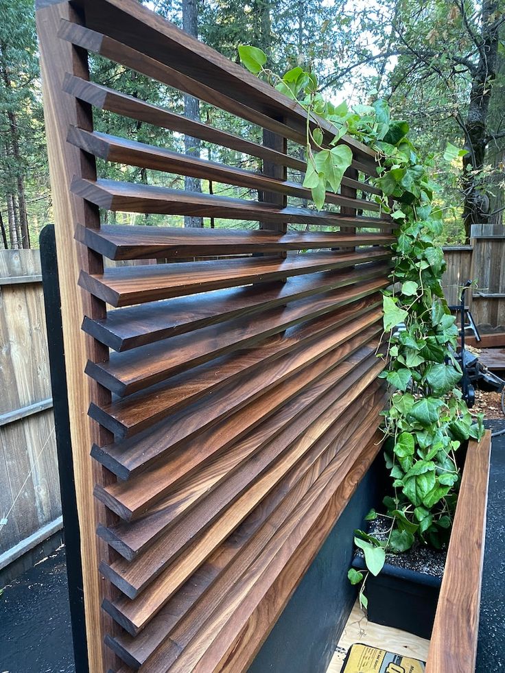 Black Walnut Modern Slatted Trellis