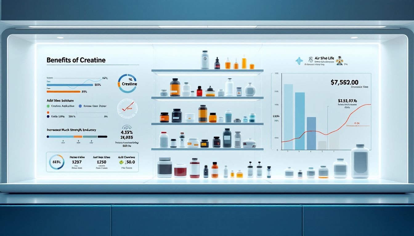 A well-organized shelf with creatine stored in airtight containers.