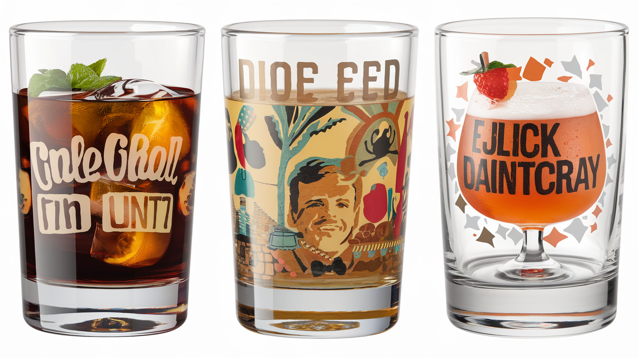 strtptease drink glasses circa 1970​