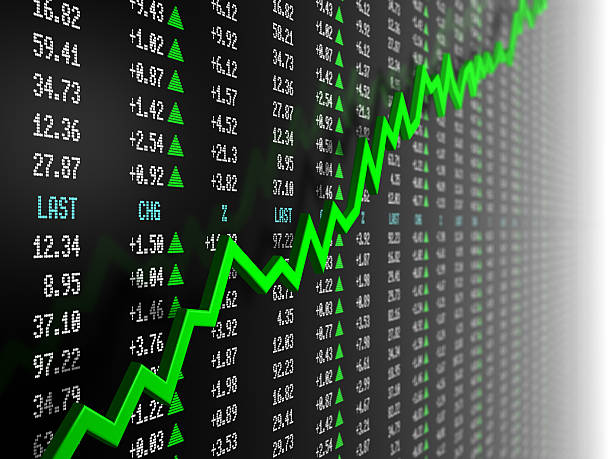Stock market data with uptrend vector Stock market data with uptrend vector. 3d render.  stock chart stock pictures, royalty-free photos & images