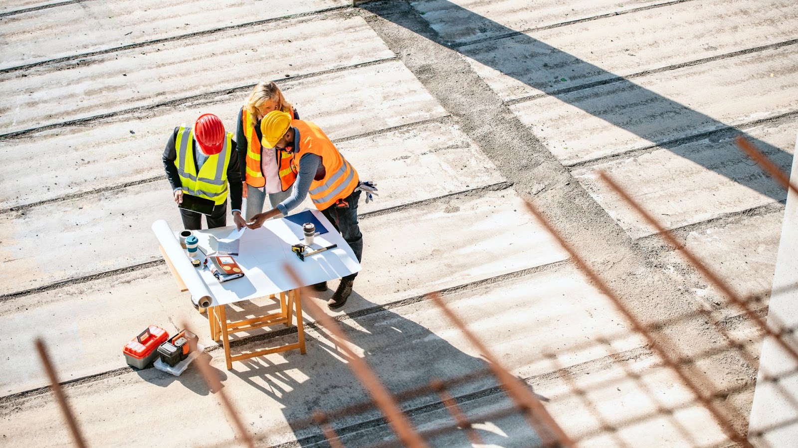 Construction workers working on a construction site