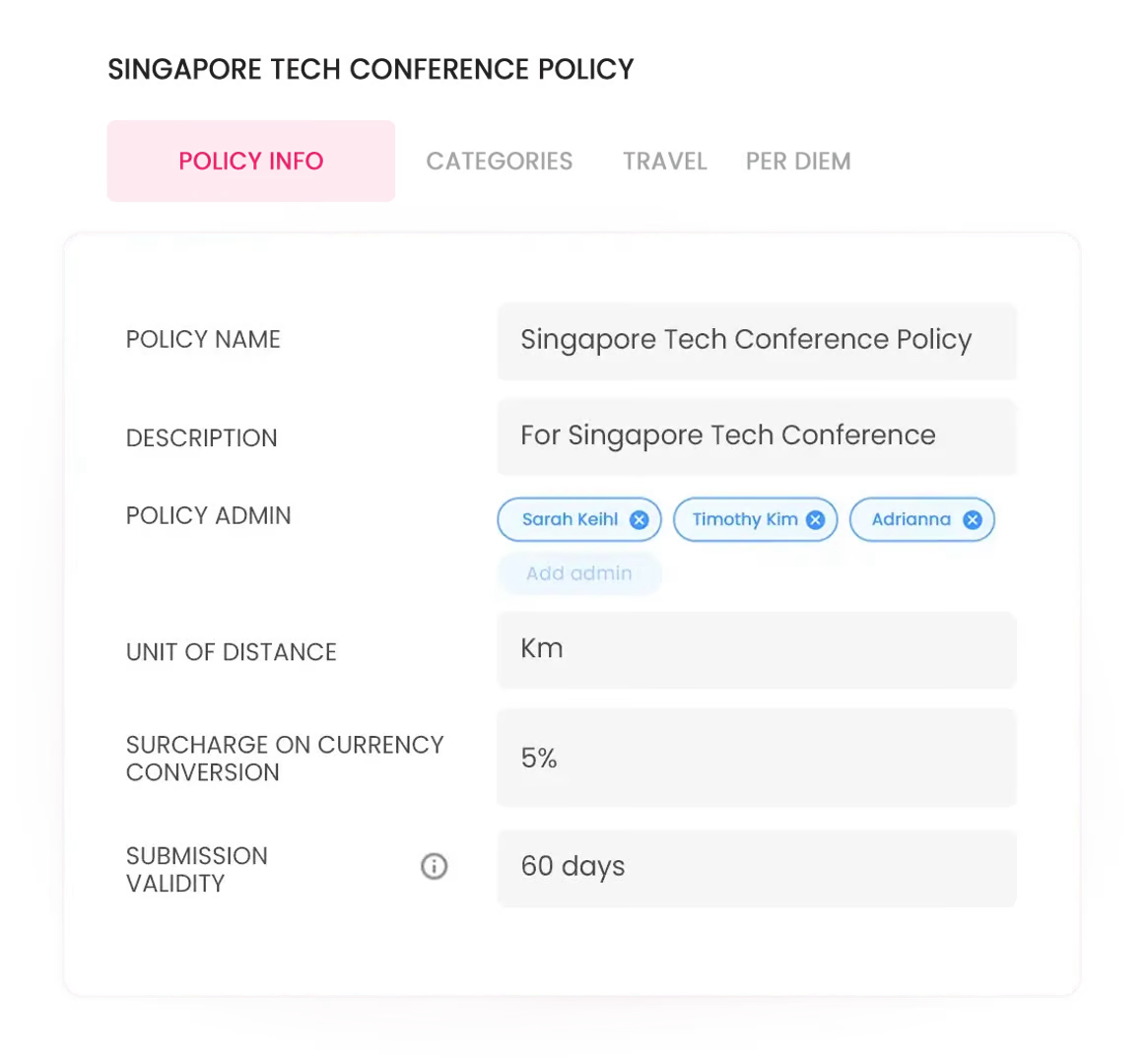 create policies for automated expense reporting