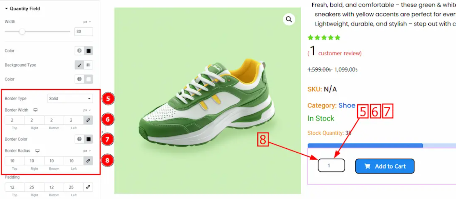 Quantity Field adjust of cart