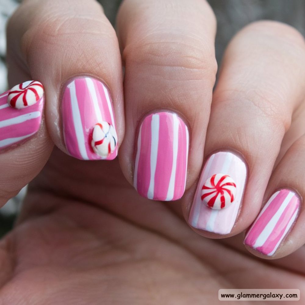 Pink Christmas Nails having Short Pink Christmas Nail Ideas
