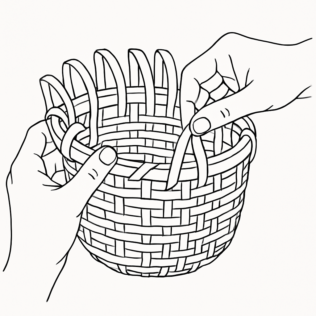 Finishing the rim of the basket