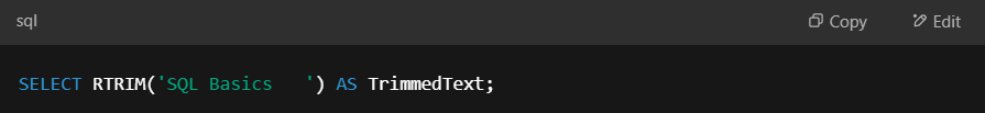 Example of RTRIM() function.