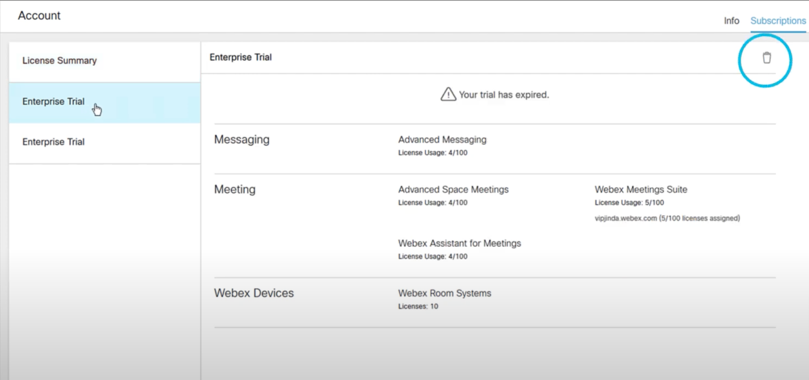 Canceling Webex subscription