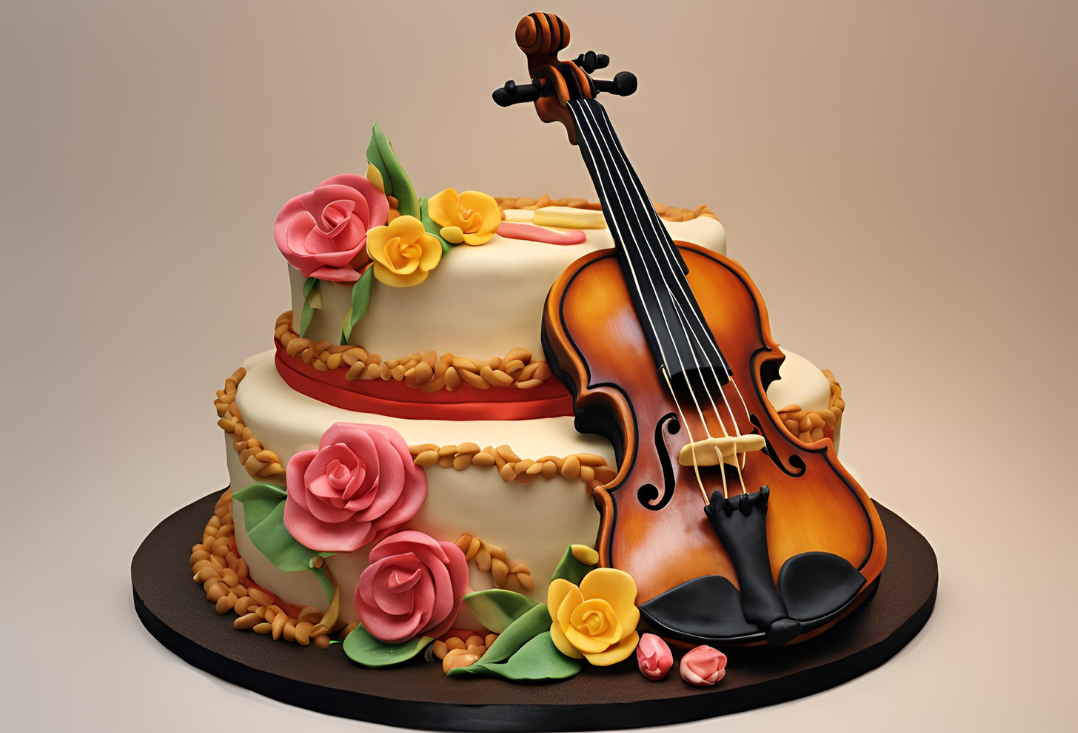  Violin Music Instrument Cake Design