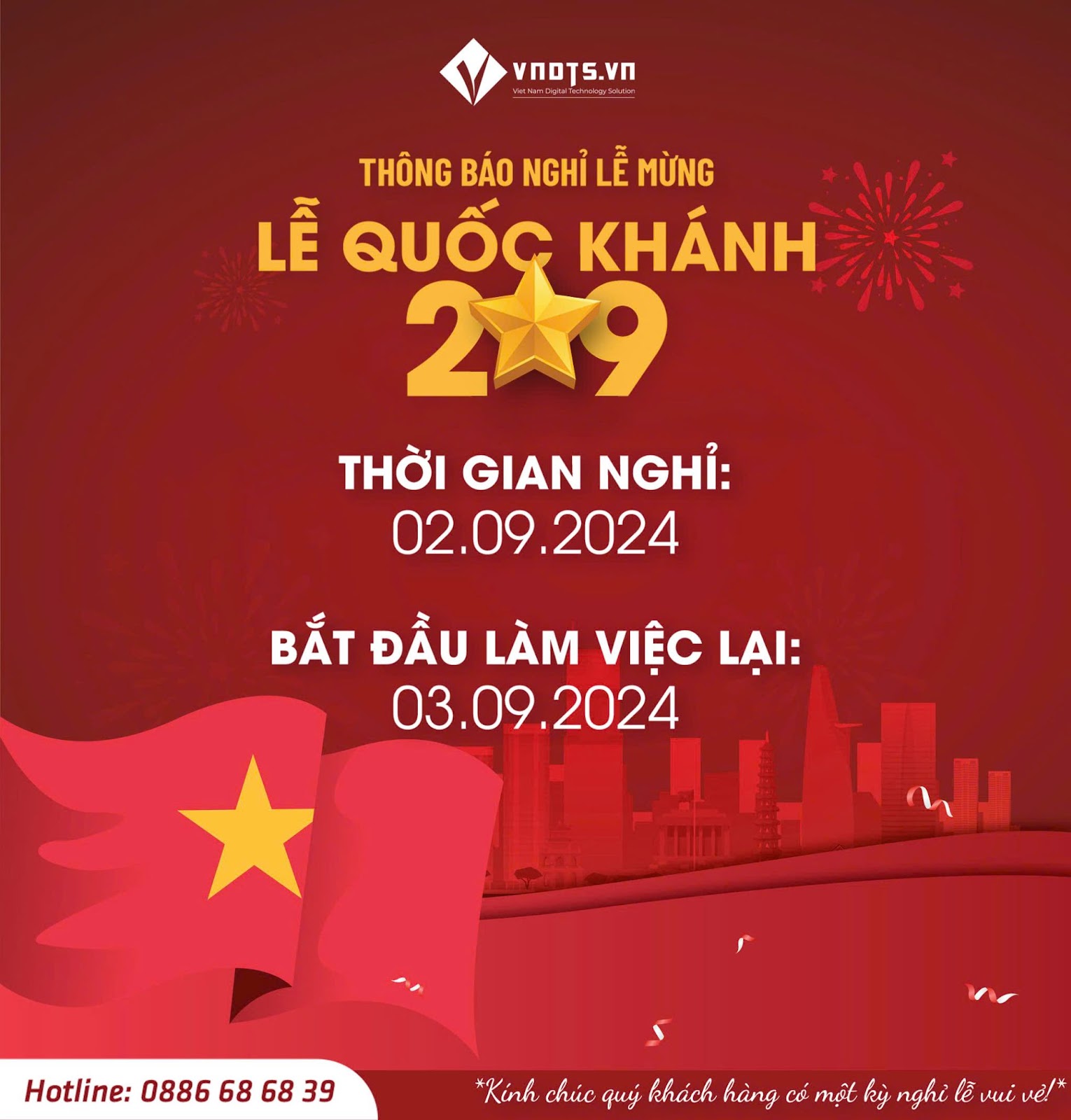 Thông báo nghĩ lễ Quốc Khánh 2/9 VNDTS