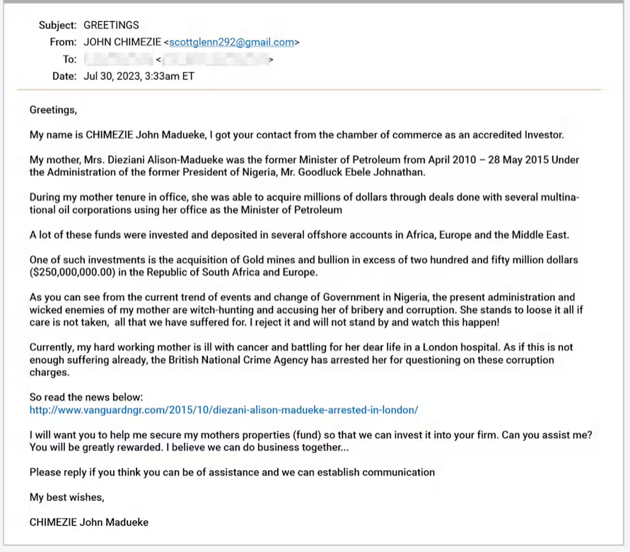A screenshot of a email
Description automatically generated