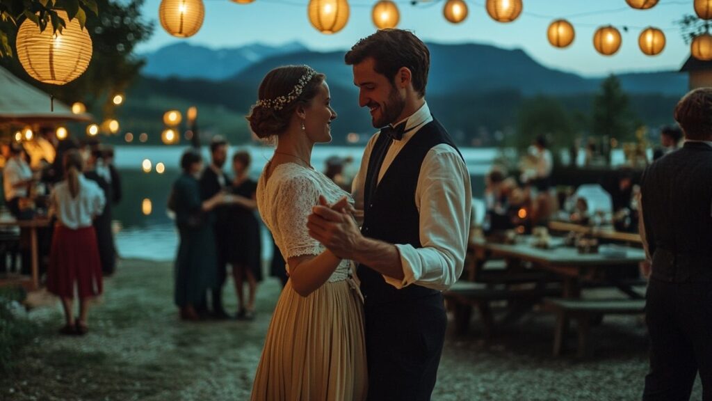 Swing dancers at a Swiss music festival near the lake