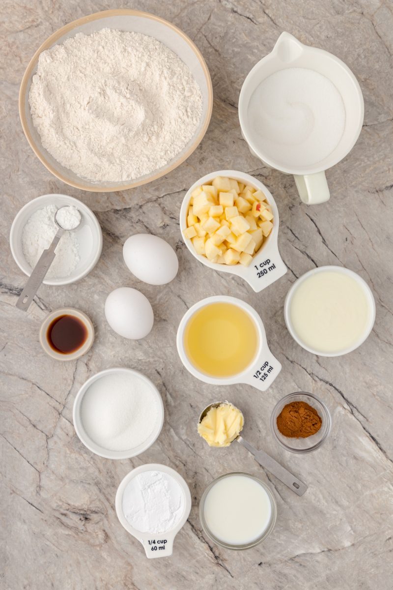 Apple cake ingredients.