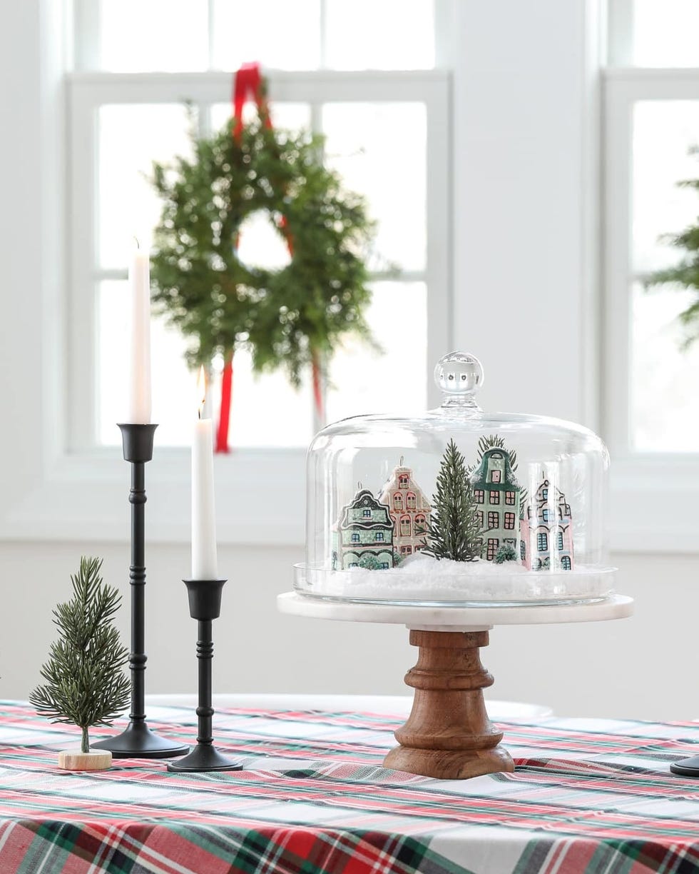 christmas centerpieces cake stand christmas village centerpiece