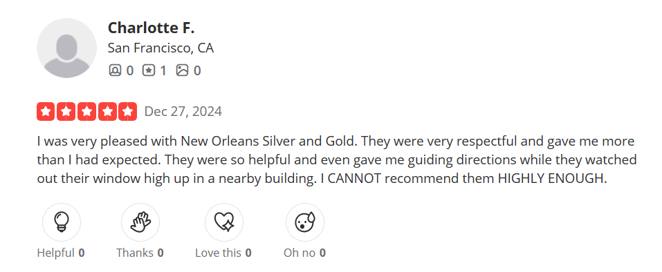 review 1 of New Orleans Silver And Gold