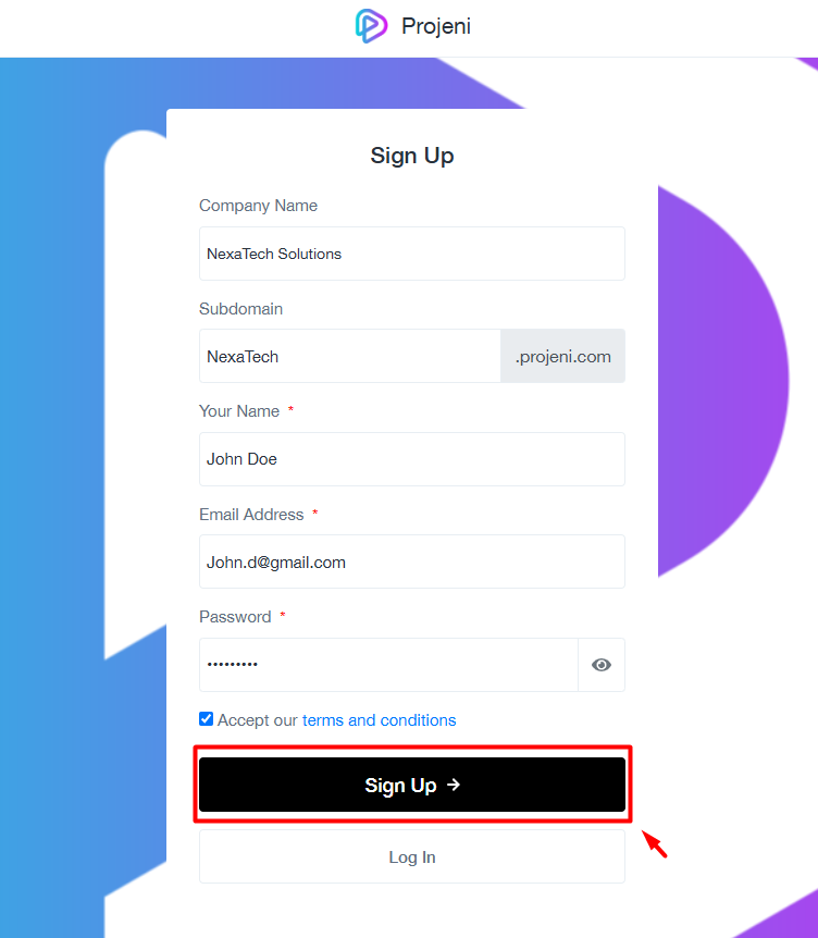 A screen shot of a login page