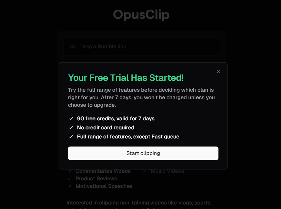 Opus Clip Free Trial