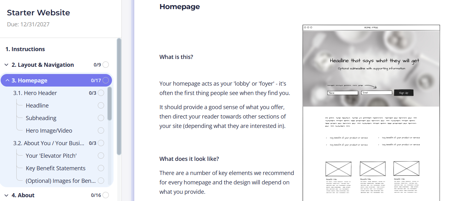 Content Snare's website content checklist template
