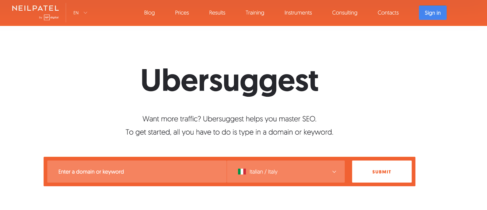 Ubersuggest for local keyword research