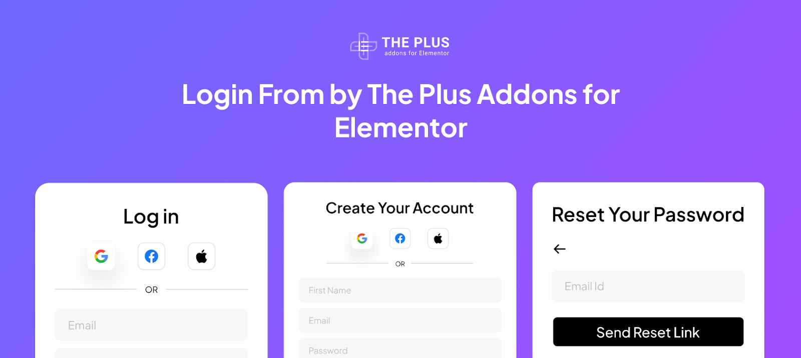Homepage screenshot of WordPress login plugin – Login Form by The Plus Addons for Elementor