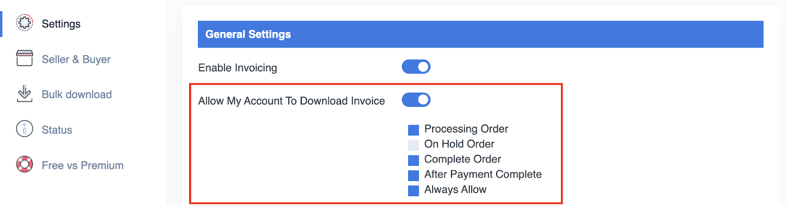 create invoice based on order status