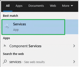 Open the Services through the Search Bar