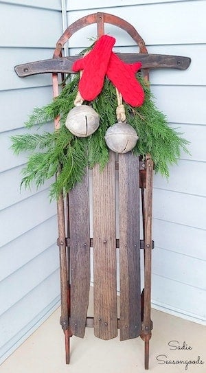 vintage wooden sled decor