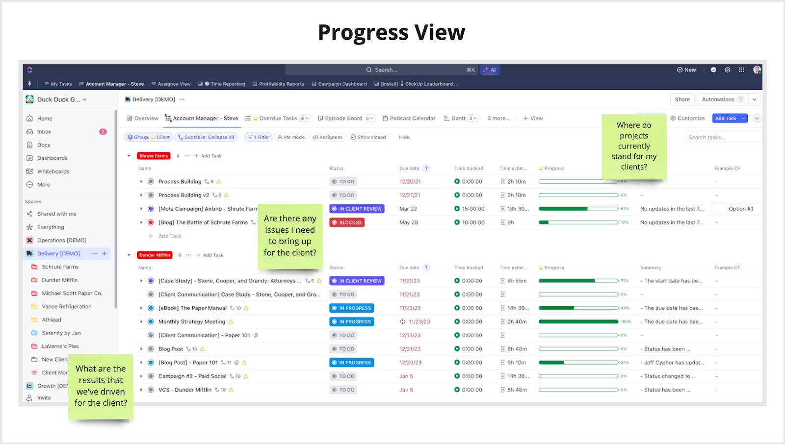 Agency Project Management System: Client Progress View