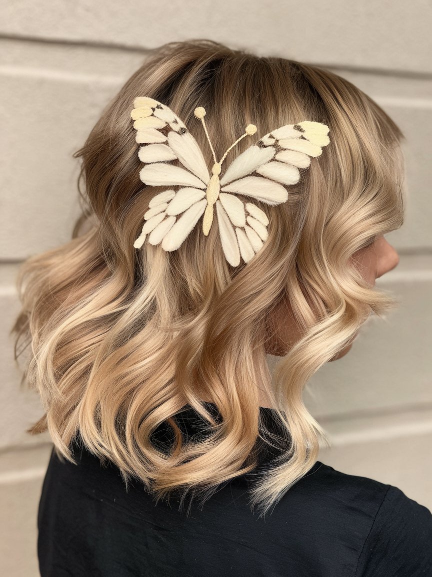 39. Cute Butterfly Haircut with Blonde Balayage