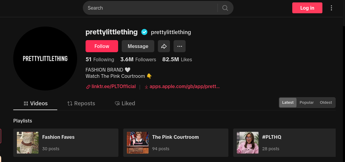 pretty little thing tiktok