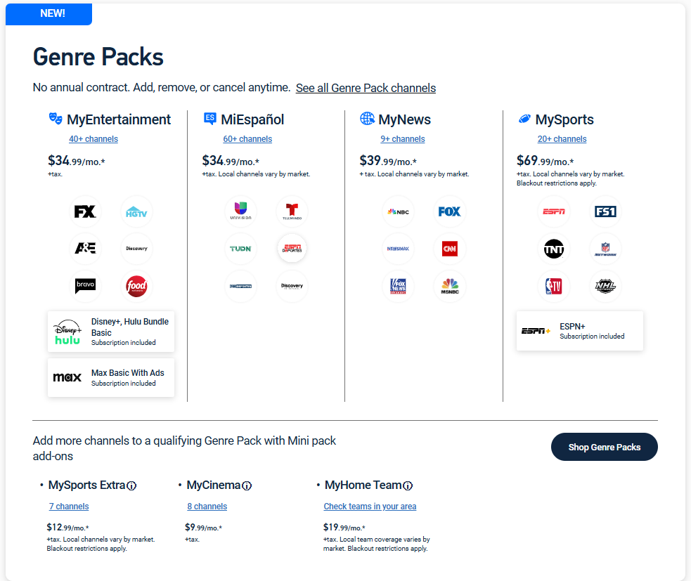 DirecTV Genre Packs.