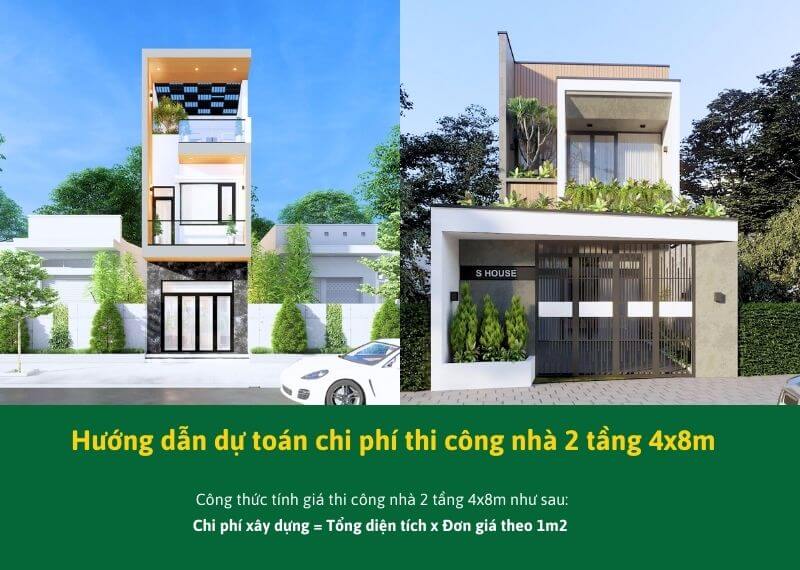 Hướng dẫn dự toán chi phí làm nhà 2 tầng 4x8m Xây dựng Nhất Tín