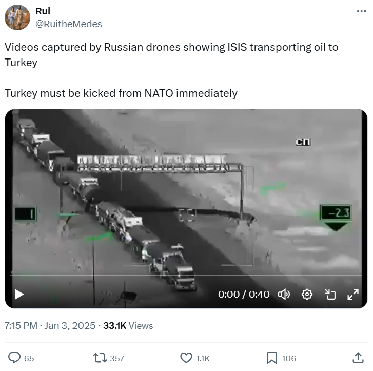 ISIS transporting oil to Turkey.