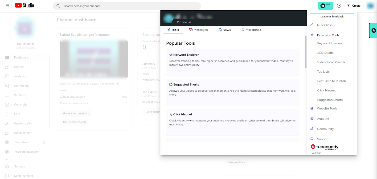 robust TubeBuddy chrome extension