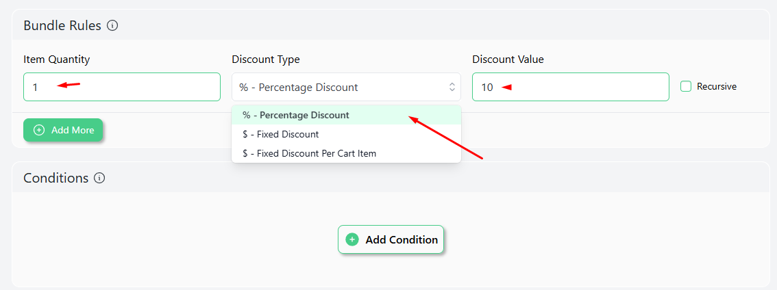 set WooCommerce bundle discounts value