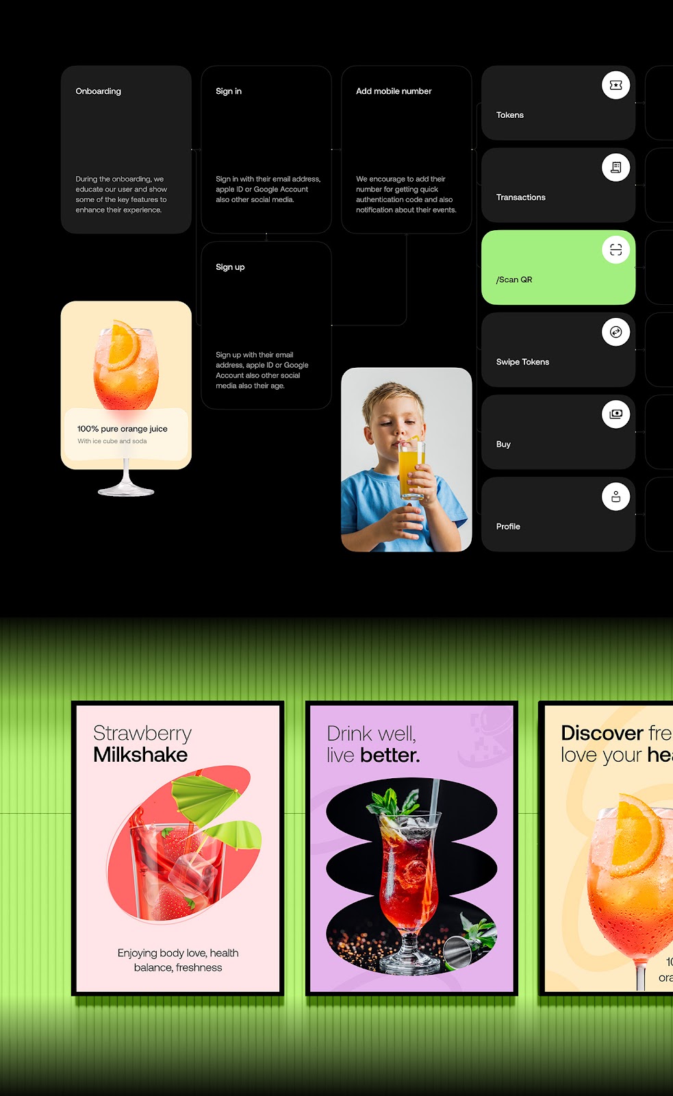 Image from the Swipe Drinks: A Kid-Friendly UI UX Design Case Study article on Abduzeedo